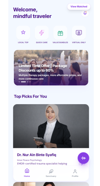 Uplift app — browse therapists